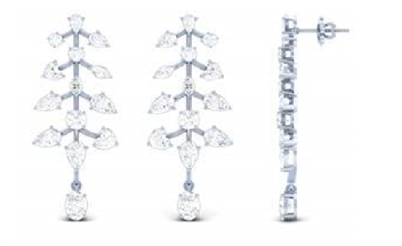 Lab-Grown 17.06 Carat Oval D-VVS2 Diamond 14K White Gold Hanging Earrings