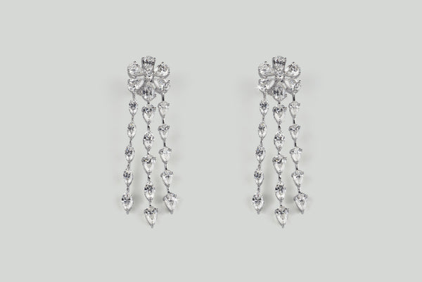 Lab-Grown 14.47 Carat MIX F-VS2 Diamond 14K White Gold Special Earrings