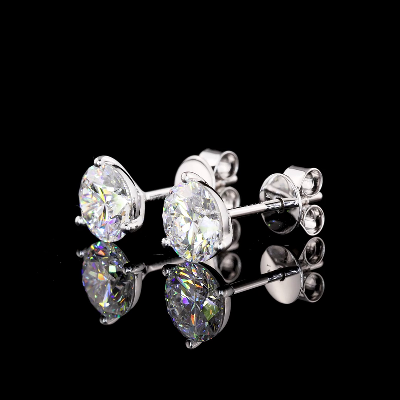 Lab-Grown 2.06 Carat Round D-VVS2 Diamond 14K White Gold Martini Earrings