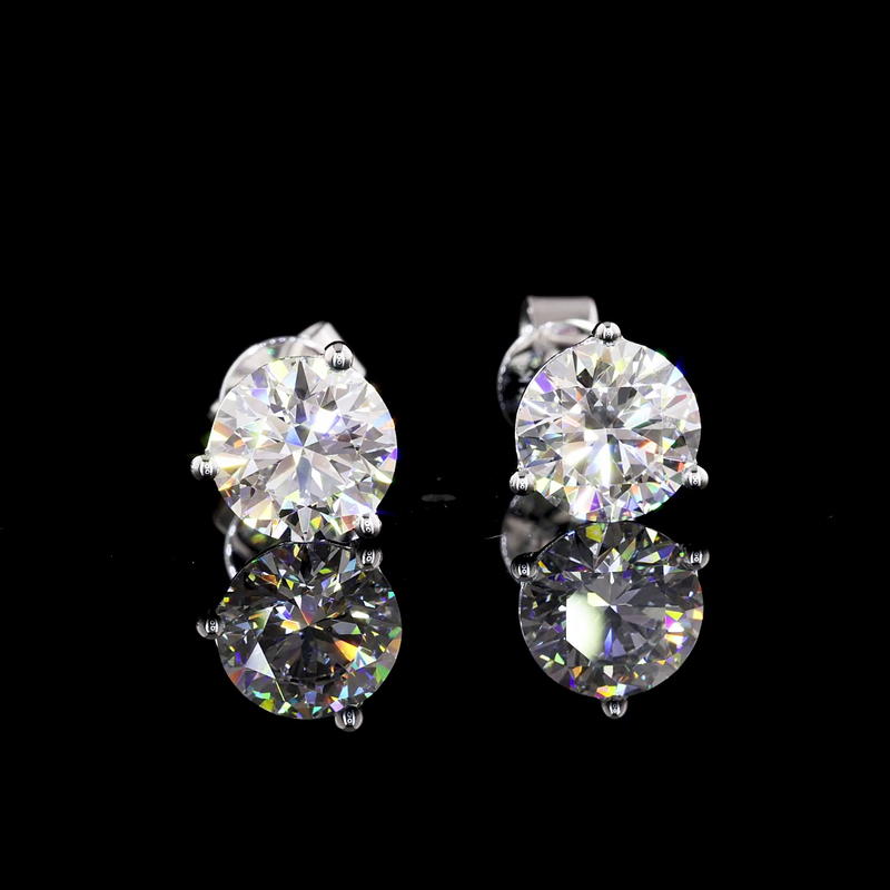 Lab-Grown 2.07 Carat Round E-VS1 Diamond 14K White Gold Martini Earrings