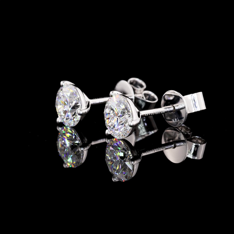 Lab-Grown 1.53 Carat Round D-VS1 Diamond 14K White Gold Martini Earrings