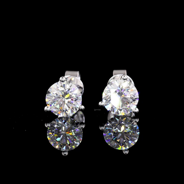 Lab-Grown 2.05 Carat Round E-VVS2 Diamond 14K White Gold Martini Earrings