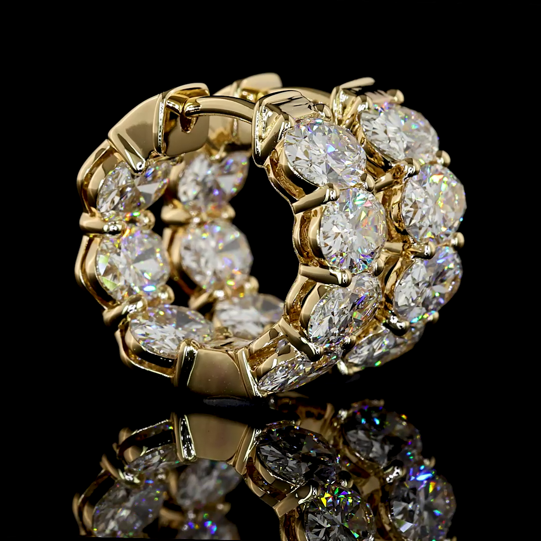 Lab-Grown 5.13 Carat Oval E-VS Diamond 14K Yellow Gold Huggies Earrings