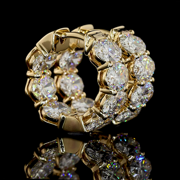 Lab-Grown 5.13 Carat Oval E-VS Diamond 14K Yellow Gold Huggies Earrings