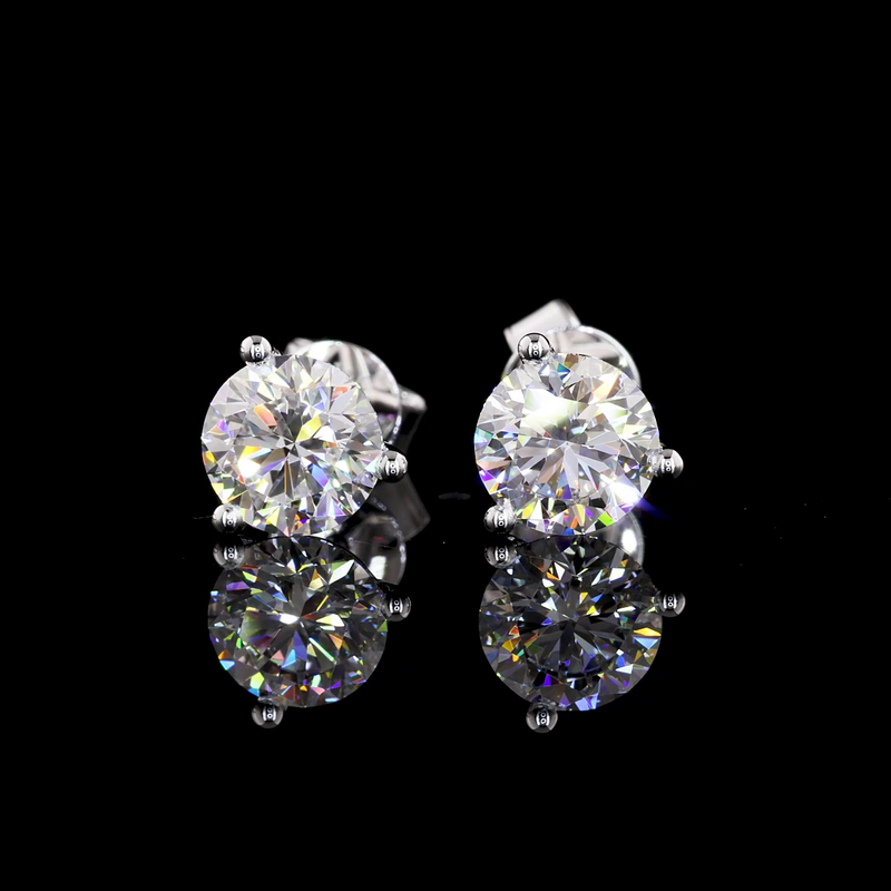 Lab-Grown 2.01 Carat Round E-VS2 Diamond 14K White Gold Martini Earrings