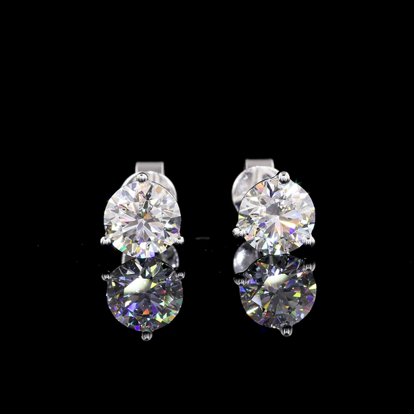 Lab-Grown 2.00 Carat Round D-VVS2 Diamond 14K White Gold Martini Earrings