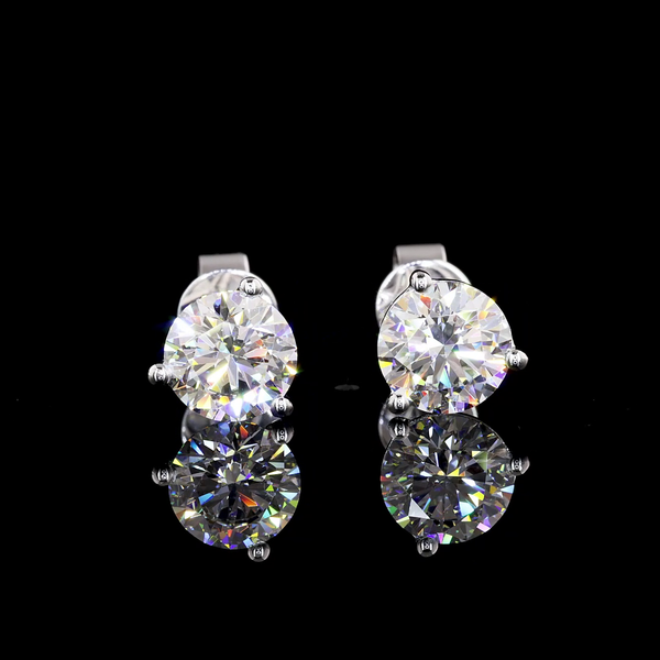 Lab-Grown 2.02 Carat Round E-VS2 Diamond 14K White Gold Martini Earrings