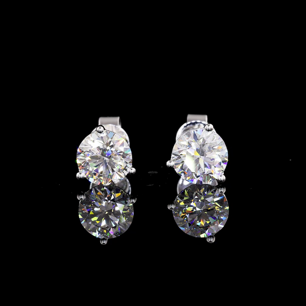 Lab-Grown 2.10 Carat Round D-VS1 Diamond 14K White Gold Martini Earrings