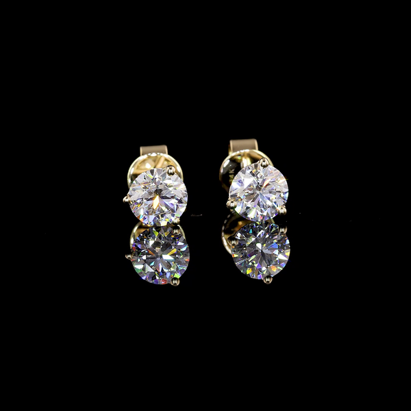 Lab-Grown 1.04 Carat Round F-VS2 Diamond 14K Yellow Gold Martini Earrings