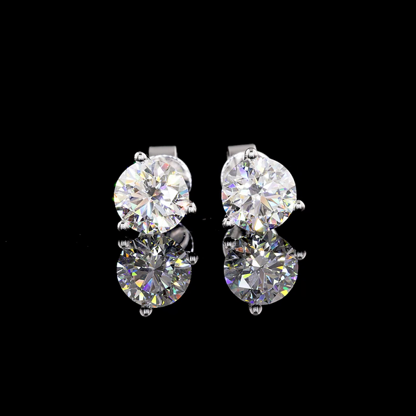 Lab-Grown 2.08 Carat Round D-VS1 Diamond 14K White Gold Martini Earrings