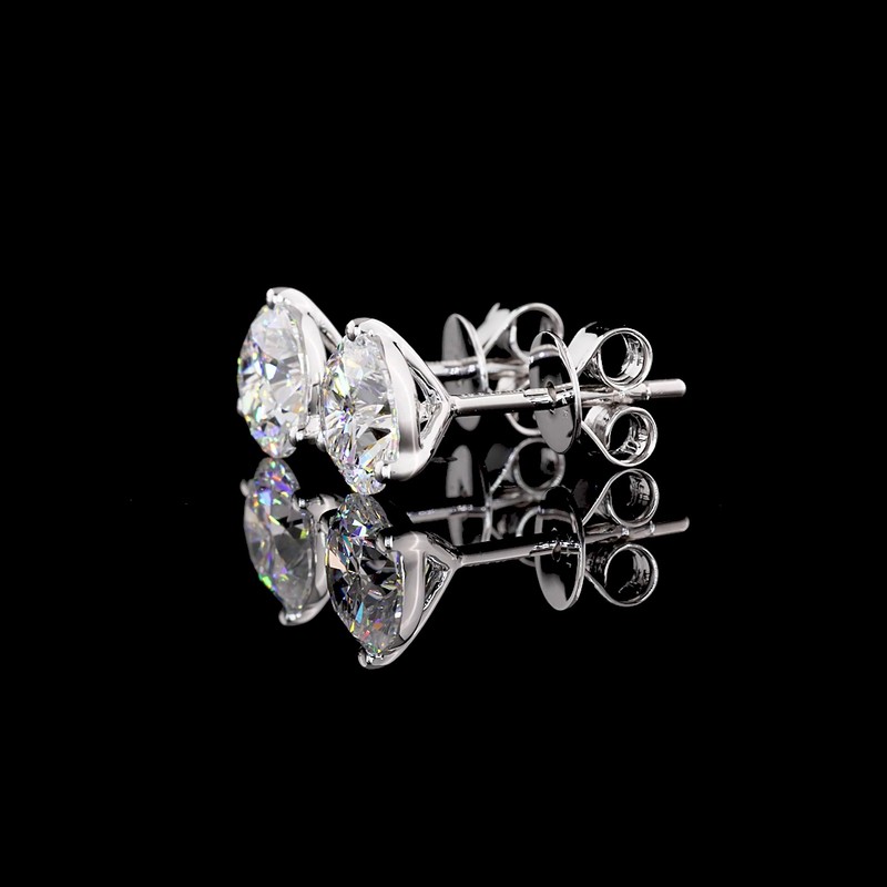 Lab-Grown 2.03 Carat Round E-VS1 Diamond 14K White Gold Martini Earrings