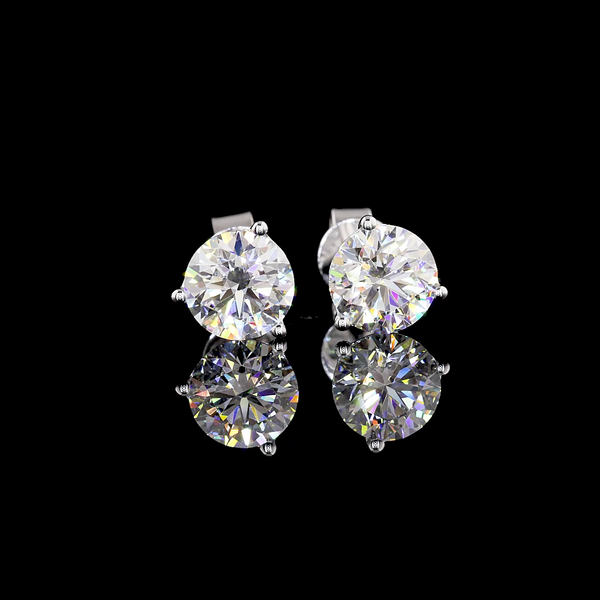 Lab-Grown 2.05 Carat Round D-VS2 Diamond 14K White Gold Martini Earrings