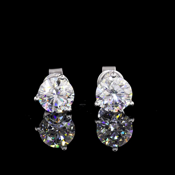 Lab-Grown 2.02 Carat Round D-VS1 Diamond 14K White Gold Martini Earrings