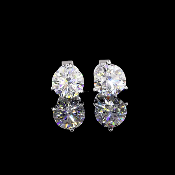 Lab-Grown 2.11 Carat Round D-VS1 Diamond 14K White Gold Martini Earrings