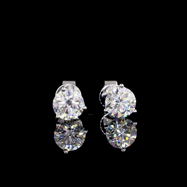 Lab-Grown 1.49 Carat Round D-VS2 Diamond 14K White Gold Martini Earrings