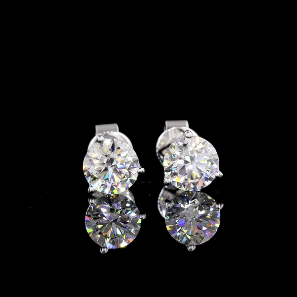Lab-Grown 1.50 Carat Round D-VVS2 Diamond 14K White Gold Martini Earrings