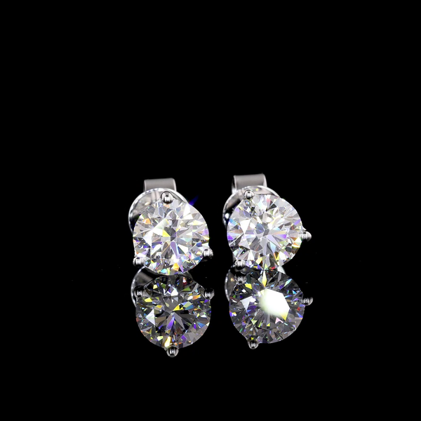 Lab-Grown 1.52 Carat Round D-VVS2 Diamond 14K White Gold Martini Earrings