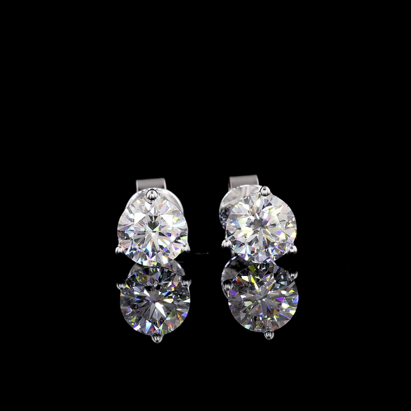 Lab-Grown 1.47 Carat Round D-VVS2 Diamond 14K White Gold Martini Earrings