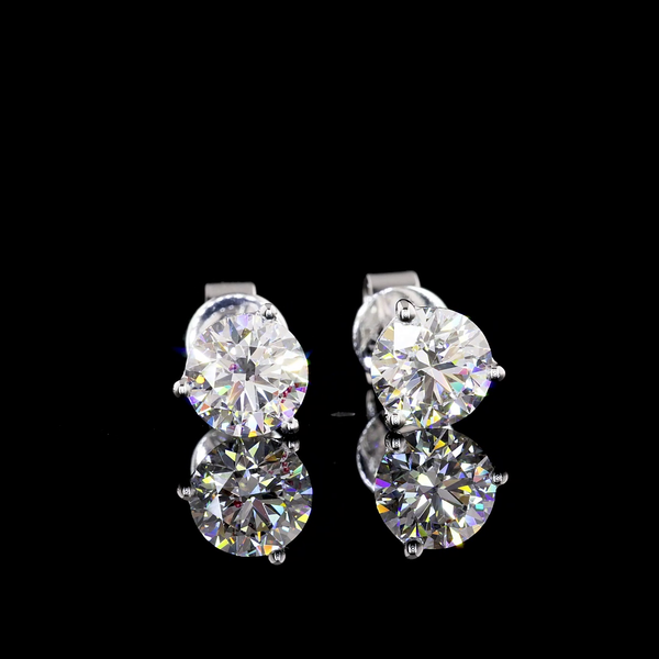 Lab-Grown 1.49 Carat Round D-VS1 Diamond 14K White Gold Martini Earrings