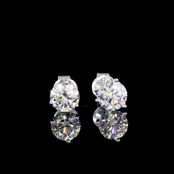 Lab-Grown 1.53 Carat Round E-VS1 Diamond 14K White Gold Martini Earrings