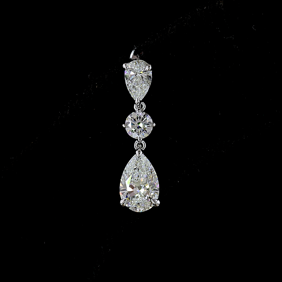 Lab-Grown 1.97 Carat Pear E-VS Diamond 14K White Gold Hanging Earrings