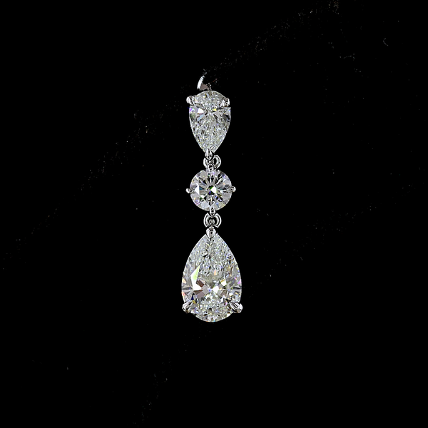Lab-Grown 1.97 Carat Pear E-VS Diamond 14K White Gold Hanging Earrings