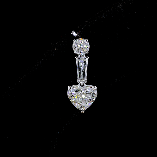 Lab-Grown 3.04 Carat MIX F-VS1 Diamond 14K White Gold Hanging Earrings
