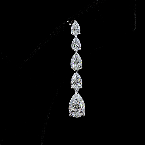 Lab-Grown 6.15 Carat Pear F-VS1 Diamond 14K White Gold Hanging Earrings