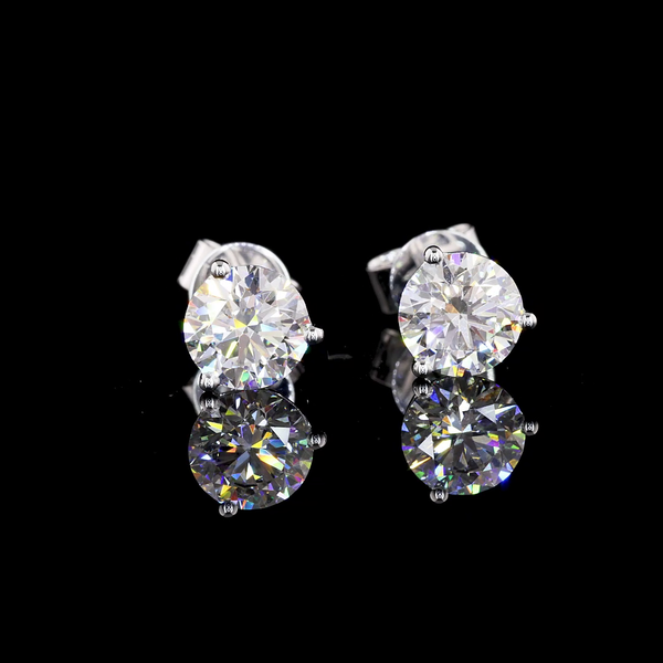 Lab-Grown 1.53 Carat Round D-VVS2 Diamond 14K White Gold Martini Earrings