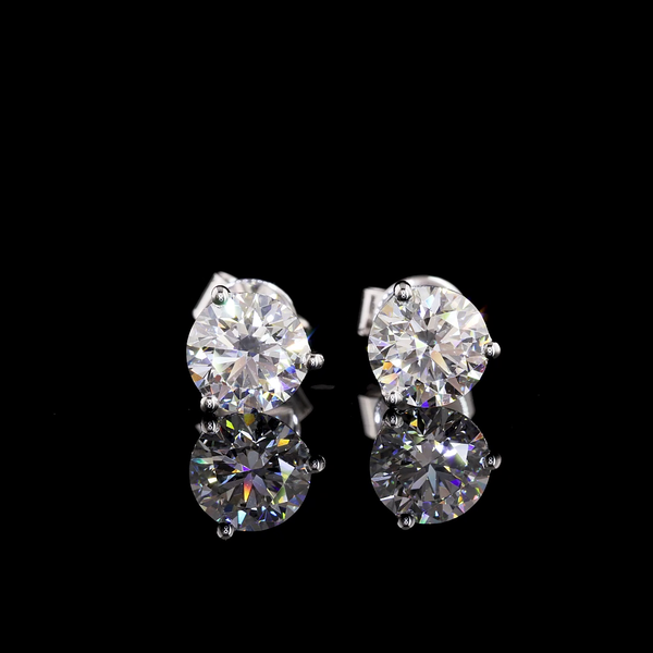 Lab-Grown 1.54 Carat Round D-VVS2 Diamond 14K White Gold Martini Earrings