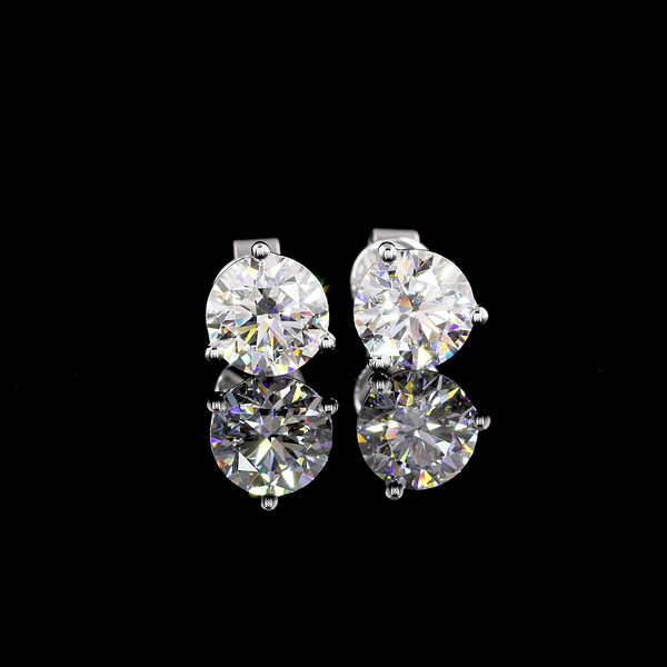 Lab-Grown 2.07 Carat Round E-VS2 Diamond 14K White Gold Martini Earrings