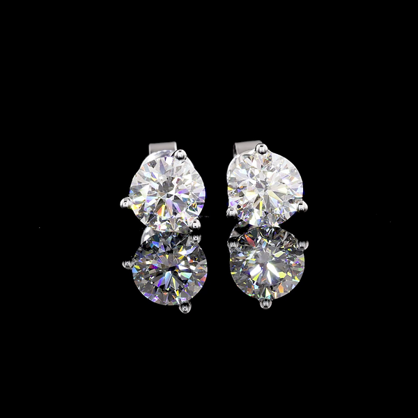 Lab-Grown 2.06 Carat Round E-VVS2 Diamond 14K White Gold Martini Earrings