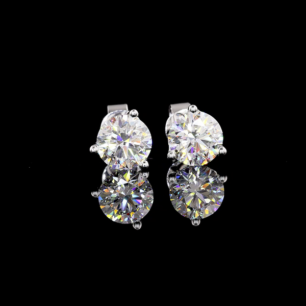 Lab-Grown 2.02 Carat Round D-VS2 Diamond 14K White Gold Martini Earrings