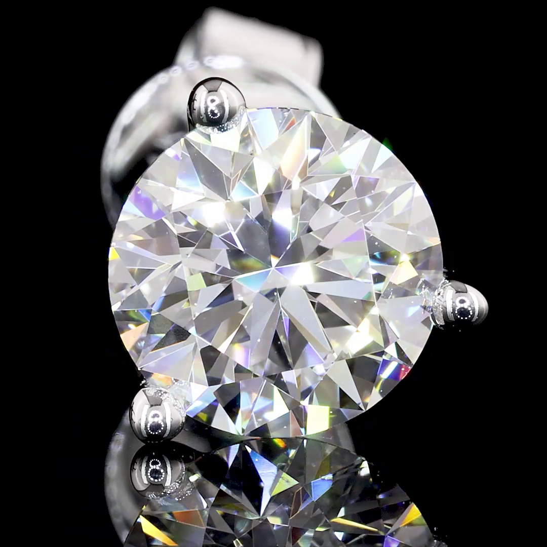 Lab-Grown 2.02 Carat Round D-VS2 Diamond 14K White Gold Martini Earrings