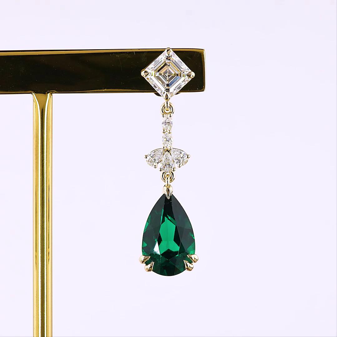 Lab-Grown 2.5 Carat MIX -VS1 Diamond 14K Yellow Gold Hanging Earrings