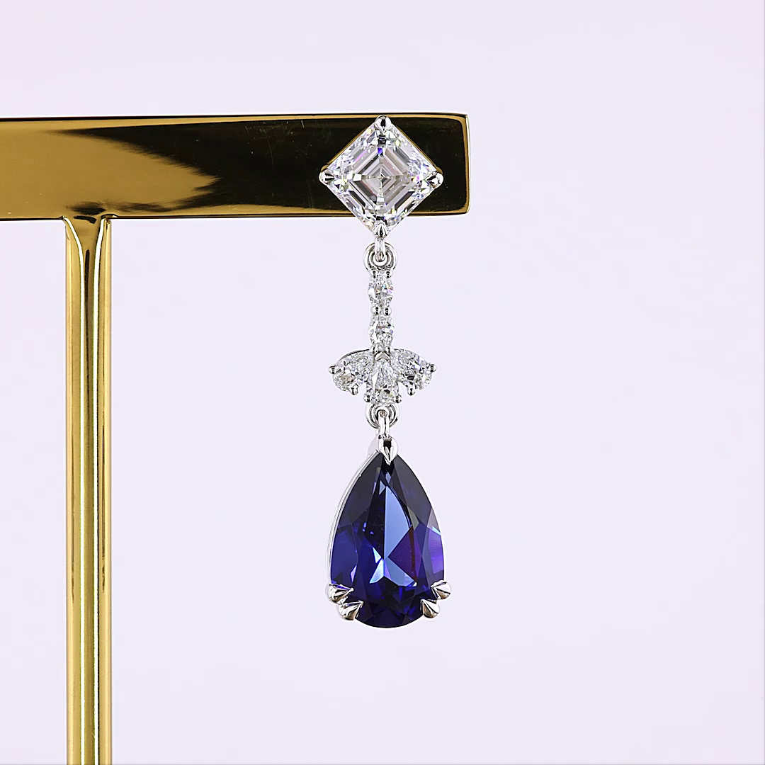 Lab-Grown 2.45 Carat MIX -VS2 Diamond 14K White Gold Hanging Earrings