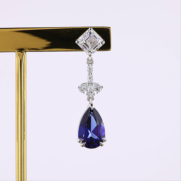 Lab-Grown 2.45 Carat MIX -VS2 Diamond 14K White Gold Hanging Earrings