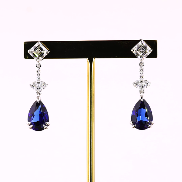Lab-Grown 2.51 Carat MIX -VS1 Diamond 14K White Gold Hanging Earrings