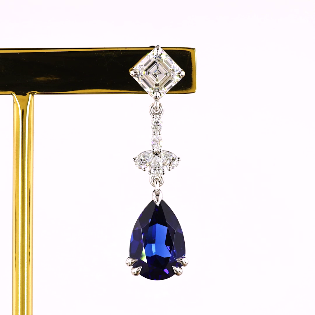 Lab-Grown 2.51 Carat MIX -VS1 Diamond 14K White Gold Hanging Earrings