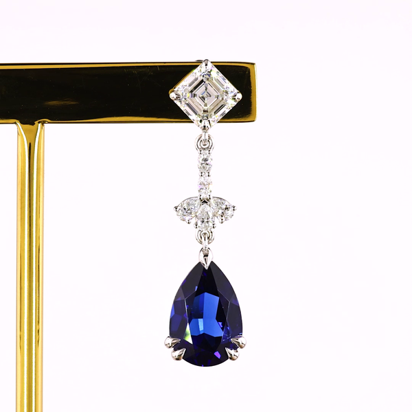 Lab-Grown 2.51 Carat MIX -VS1 Diamond 14K White Gold Hanging Earrings