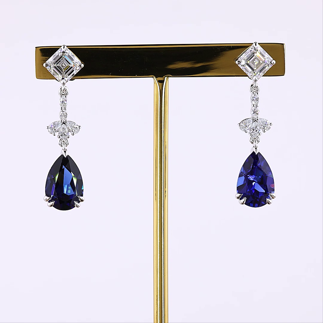 Lab-Grown 2.46 Carat MIX -VS2 Diamond 14K White Gold Hanging Earrings