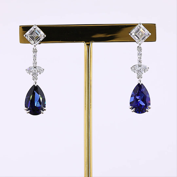 Lab-Grown 2.46 Carat MIX -VS2 Diamond 14K White Gold Hanging Earrings