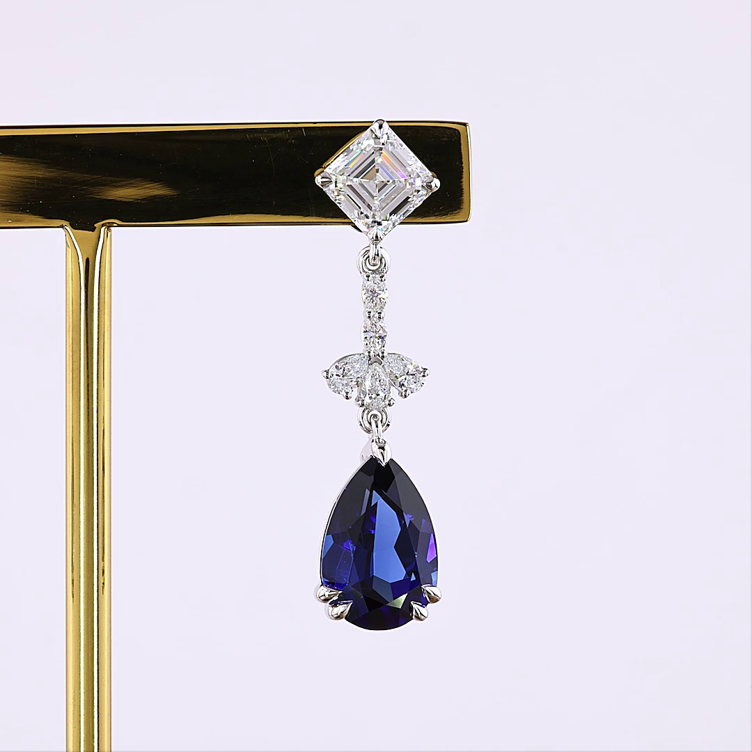 Lab-Grown 2.46 Carat MIX -VS2 Diamond 14K White Gold Hanging Earrings