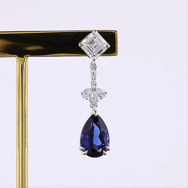 Lab-Grown 2.46 Carat MIX -VS2 Diamond 14K White Gold Hanging Earrings