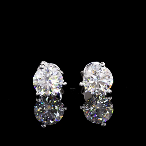 Lab-Grown 2.01 Carat Round E-VS1 Diamond 14K White Gold Martini Earrings