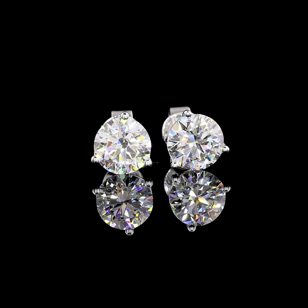 Lab-Grown 2.08 Carat Round D-VS2 Diamond 14K White Gold Martini Earrings