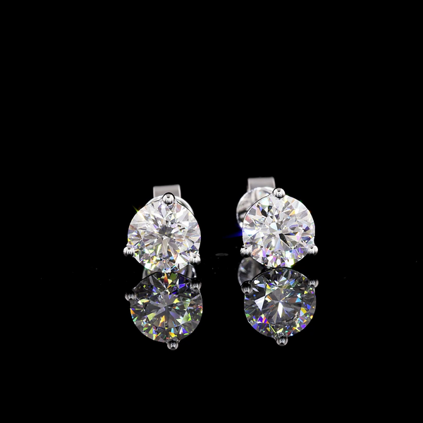 Lab-Grown 2.09 Carat Round E-VS1 Diamond 14K White Gold Martini Earrings