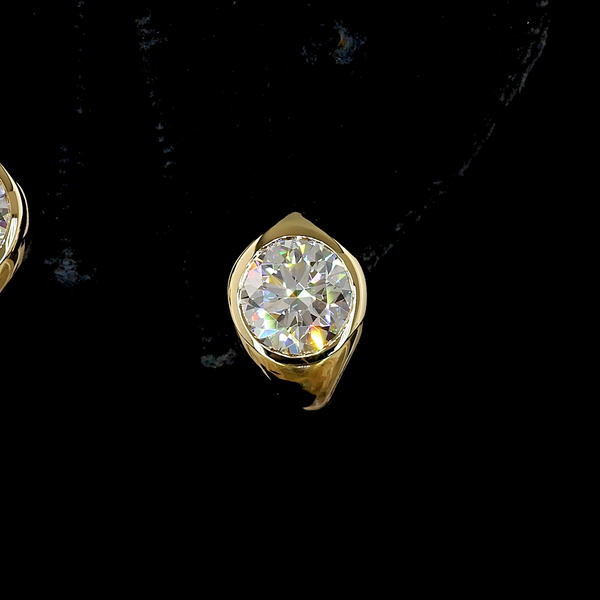 Lab-Grown 2.02 Carat Round D-VVS2 Diamond 14K Yellow Gold Huggies Earrings