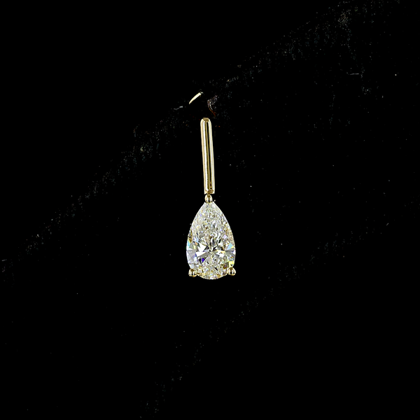 Lab-Grown 1.68 Carat Pear E-VS Diamond 14K Yellow Gold Hanging Earrings