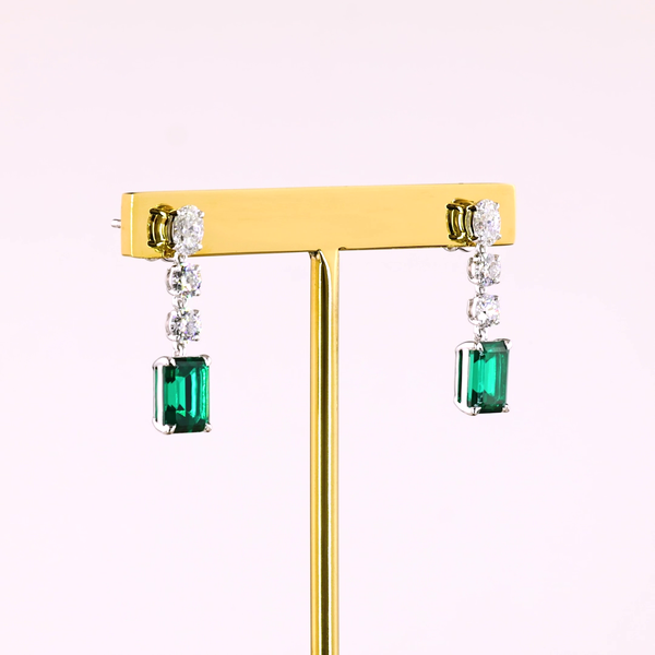 Lab-Grown 1.14 Carat MIX -VS2 Diamond 14K White Gold Hanging Earrings